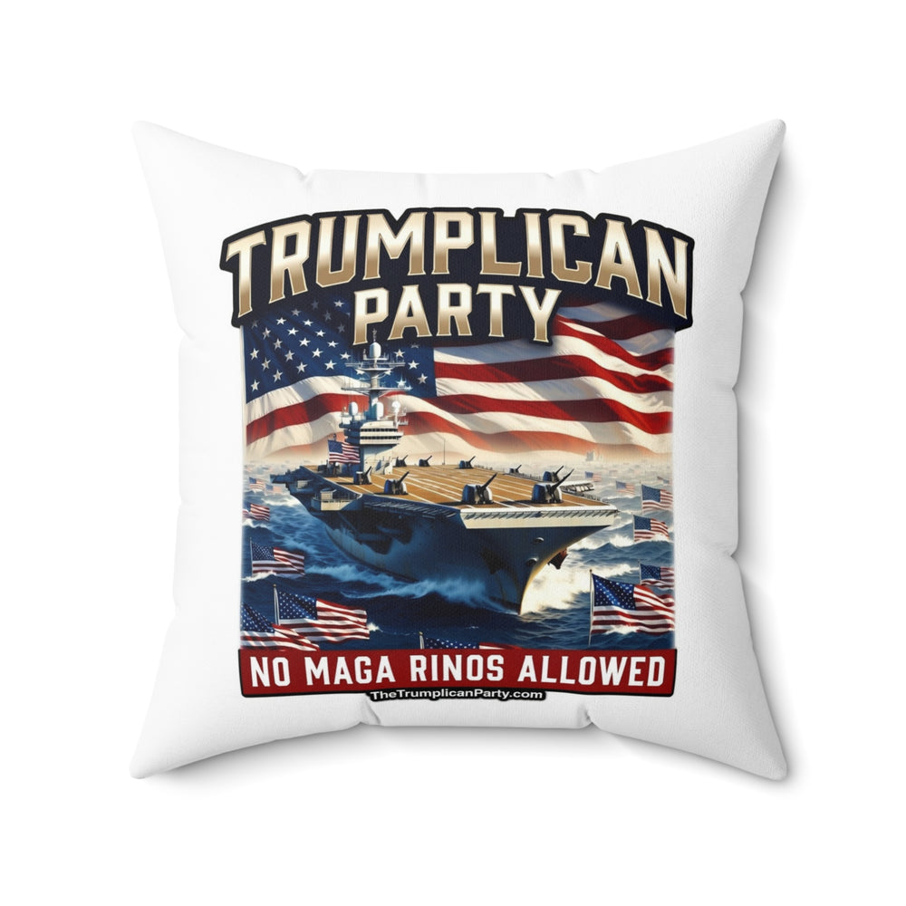 Trumpllican Party Navy Flag Throw Pillow – "No MAGA RINOS Allowed" - Image 4
