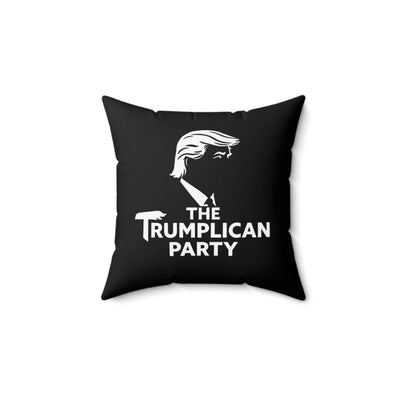 Square Throw Pillow — "The Trumplcan Party" Political Graphic (Black)