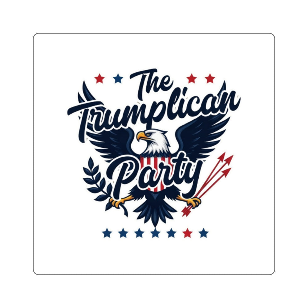 Square Sticker — “The Trumplican Party” Patriotic Eagle Political Decal - Image 1