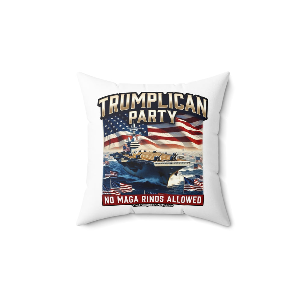 Trumpllican Party Navy Flag Throw Pillow – "No MAGA RINOS Allowed" - Image 1
