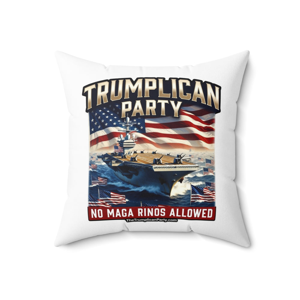 Trumpllican Party Navy Flag Throw Pillow – "No MAGA RINOS Allowed" - Image 3